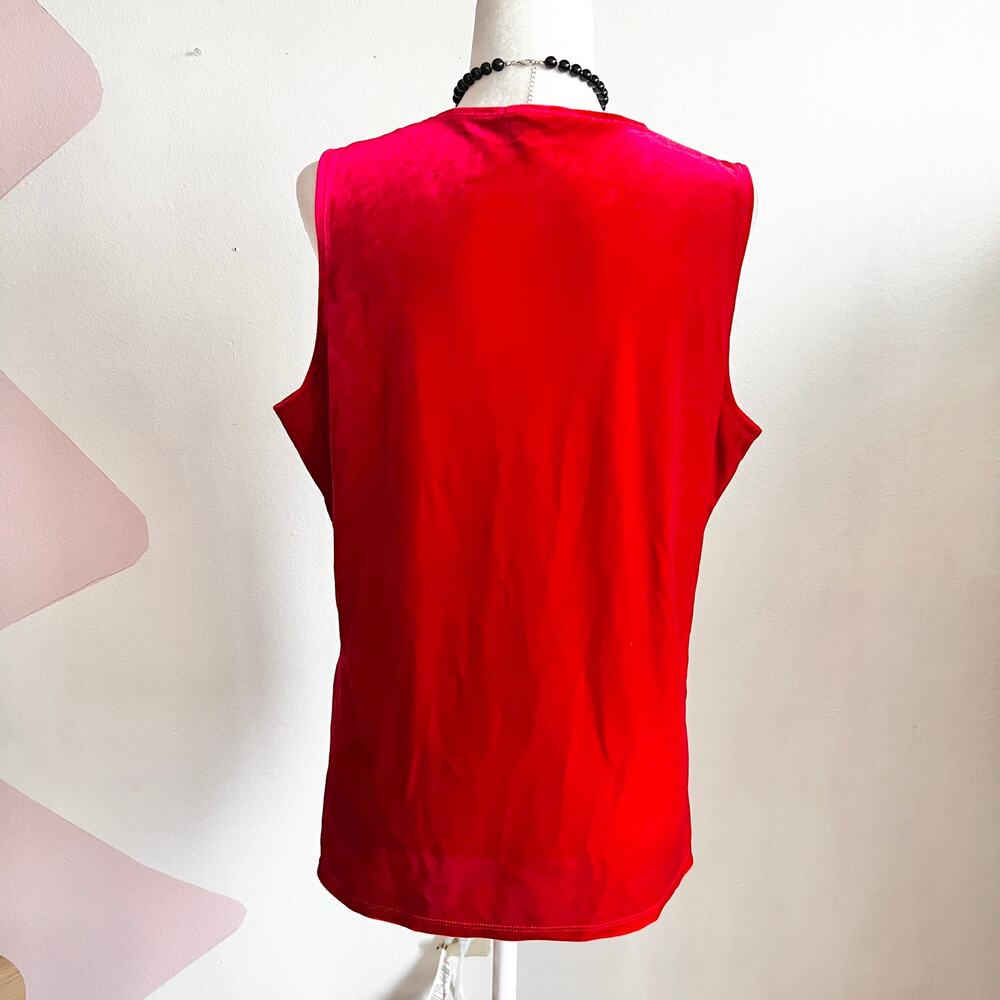 Red Velvet Tank Top, Romantic, Y2K, Glam, Soft, Vintage-Inspired, Luxe, XL - Picture 3 of 6
